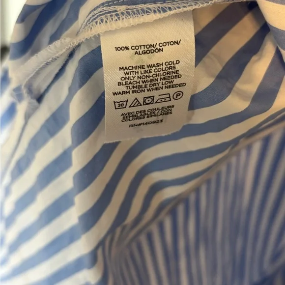 LOFT Light Blue Striped Poplin Belted Pocket Shirtdress - Picture 5 of 5